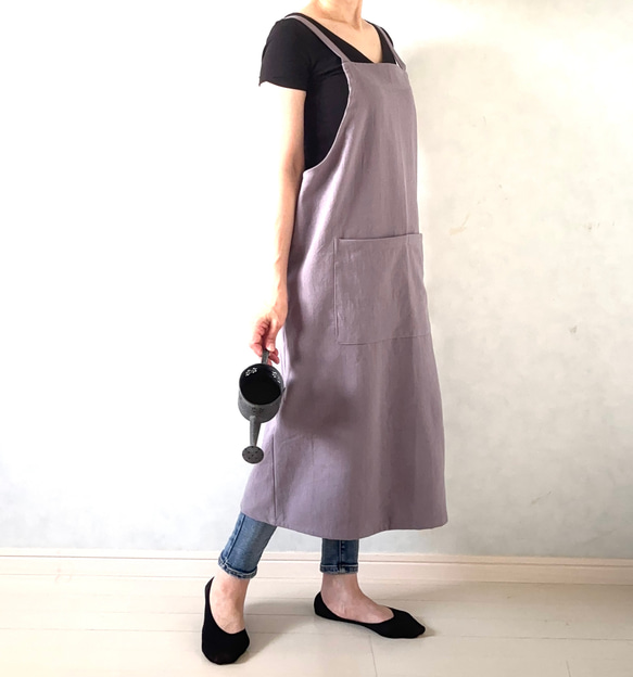 新色追加‼アジャスターで着心地満点！ラップ型エプロン ・スモーキーパープル 13枚目の画像