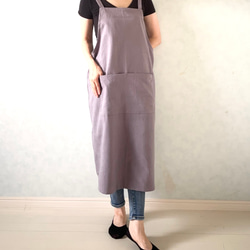 新色追加‼アジャスターで着心地満点！ラップ型エプロン ・スモーキーパープル 14枚目の画像