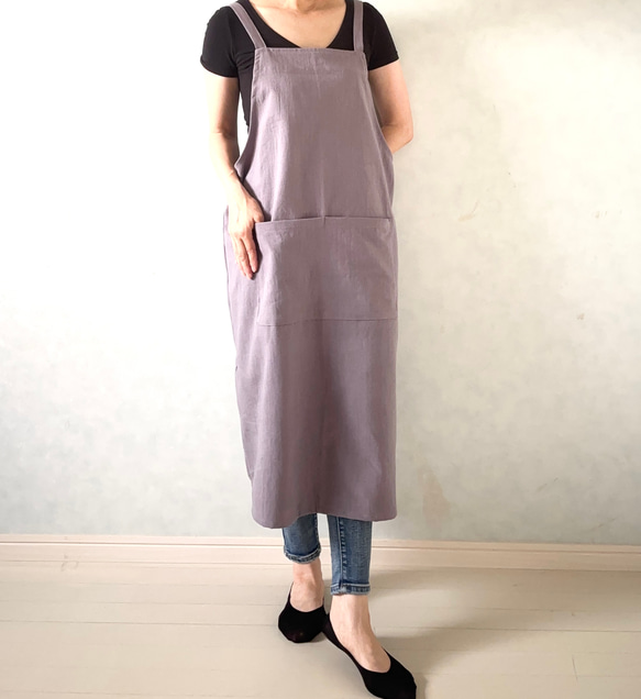 新色追加‼アジャスターで着心地満点！ラップ型エプロン ・スモーキーパープル 14枚目の画像