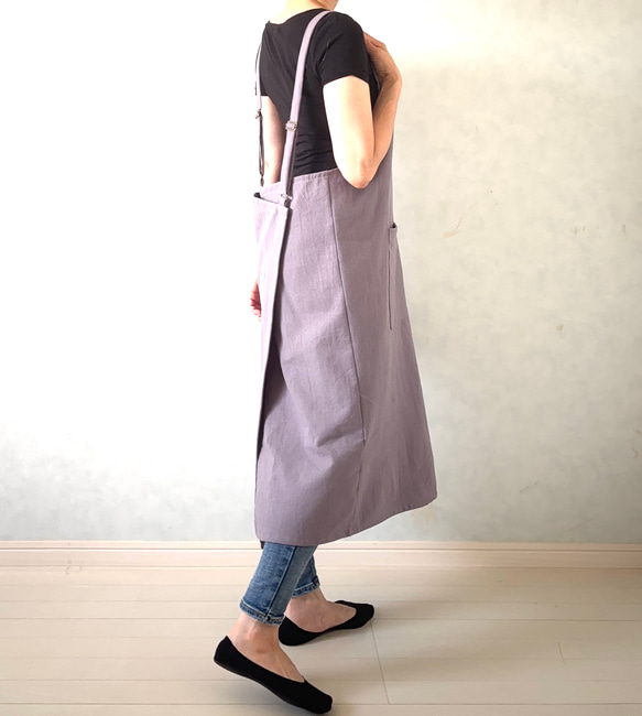 新色追加‼アジャスターで着心地満点！ラップ型エプロン ・スモーキーパープル 16枚目の画像