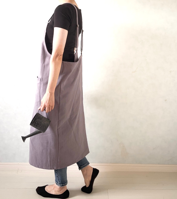 新色追加‼アジャスターで着心地満点！ラップ型エプロン ・スモーキーパープル 5枚目の画像