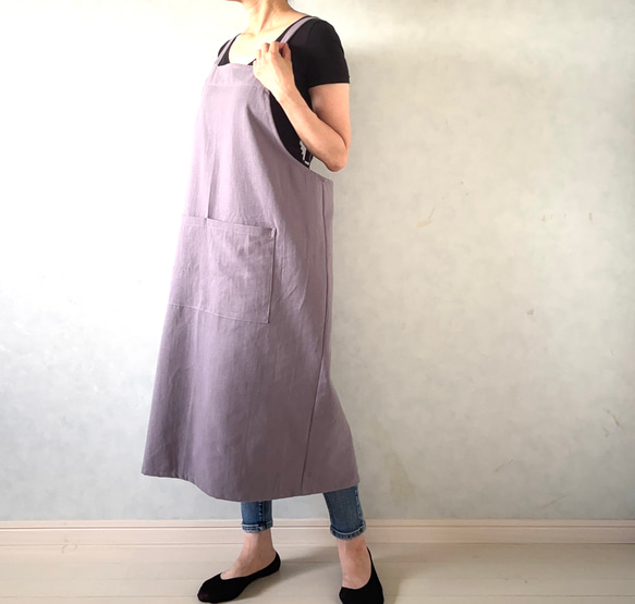 新色追加‼アジャスターで着心地満点！ラップ型エプロン ・スモーキーパープル 11枚目の画像