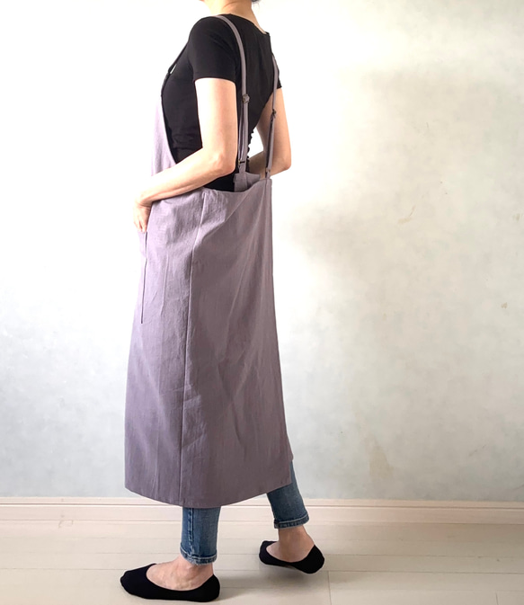 新色追加‼アジャスターで着心地満点！ラップ型エプロン ・スモーキーパープル 3枚目の画像