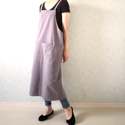 新色追加‼アジャスターで着心地満点！ラップ型エプロン ・スモーキーパープル 7枚目の画像