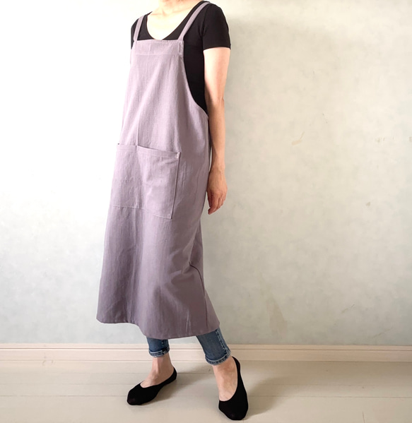 新色追加‼アジャスターで着心地満点！ラップ型エプロン ・スモーキーパープル 7枚目の画像