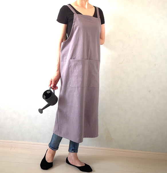 新色追加‼アジャスターで着心地満点！ラップ型エプロン ・スモーキーパープル 10枚目の画像