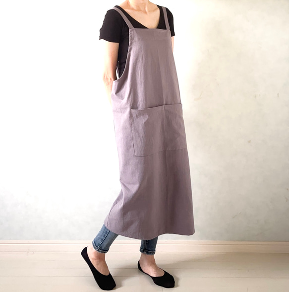 新色追加‼アジャスターで着心地満点！ラップ型エプロン ・スモーキーパープル 4枚目の画像