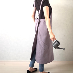 新色追加‼アジャスターで着心地満点！ラップ型エプロン ・スモーキーパープル 6枚目の画像