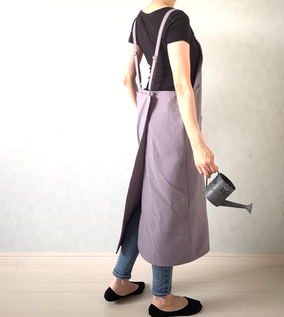 新色追加‼アジャスターで着心地満点！ラップ型エプロン ・スモーキーパープル 6枚目の画像