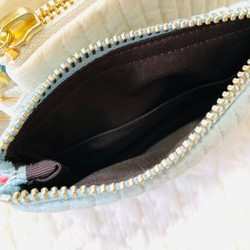 月と星 選べるコインケース　H9W12.5 ヌビポーチ　ミニ　小物入れ　月　星　刺繍　オリジナルポーチ 5枚目の画像