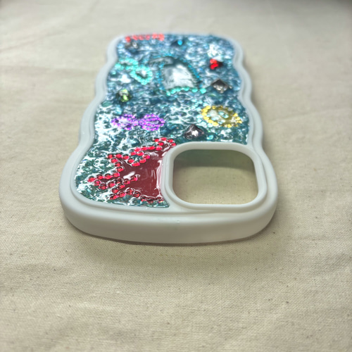 キラキラアリエルモチーフ✨マーメイド 海 ビジュー パール iPhone15