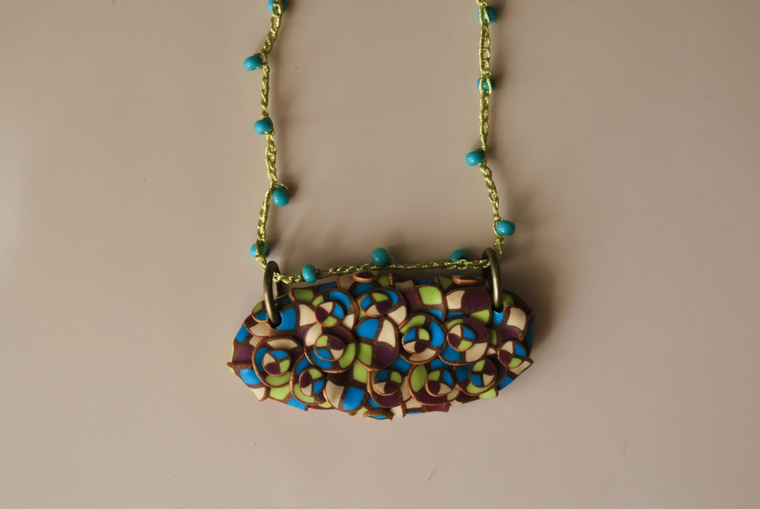 粒つぶビーズのぶつぶつネックレス　02 purple kinari Kimidori blue gold