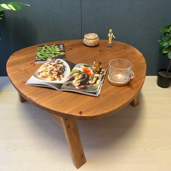 【オーダー】 ローテーブル 丸形 90cm パイン 焦茶 折りたたみ脚 送料無料】 ローテーブル 丸形 90cm パイン こげ茶 折りたたみ脚