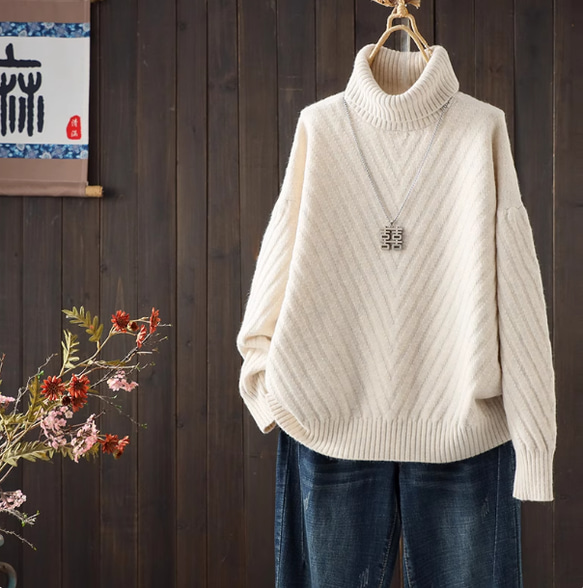 ★新品タグ付き★テーラーメイド　秋冬トップス　ニット　ハイネック トップス レディース 秋 ニット 長袖 きれいめ 薄手 ハイネック