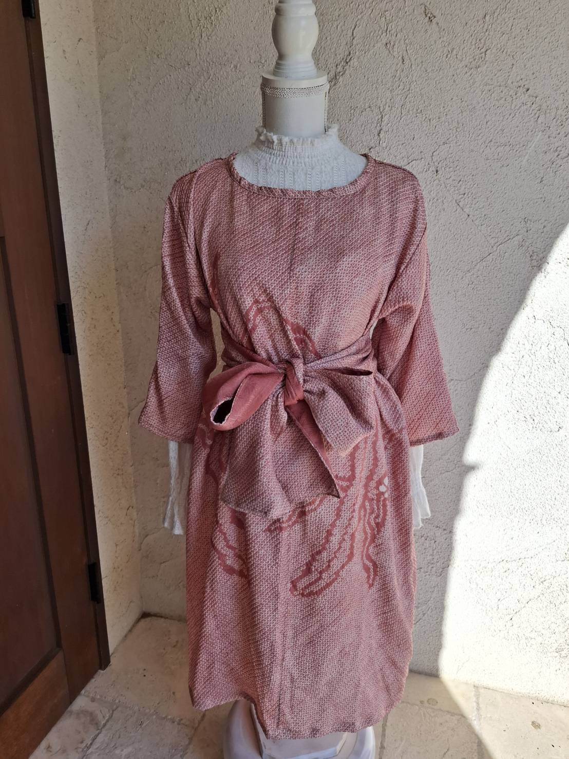 正絹　総絞りの羽織をチュニックにリメイクです。