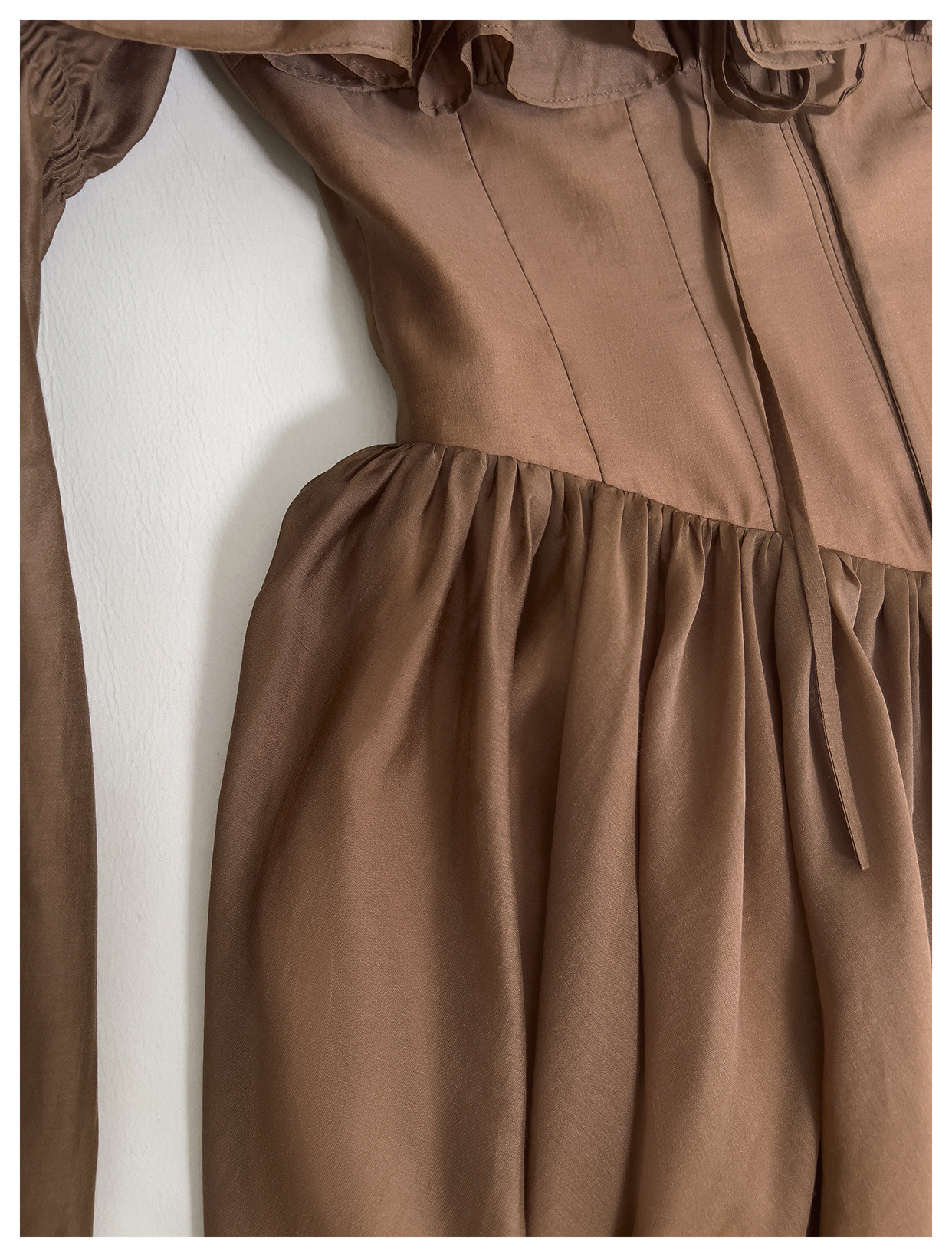 茶色 ショート丈 ウェディングドレス パーティー ワンピース 韓国風 お呼ばれ 二次会 69440｜詳細画像