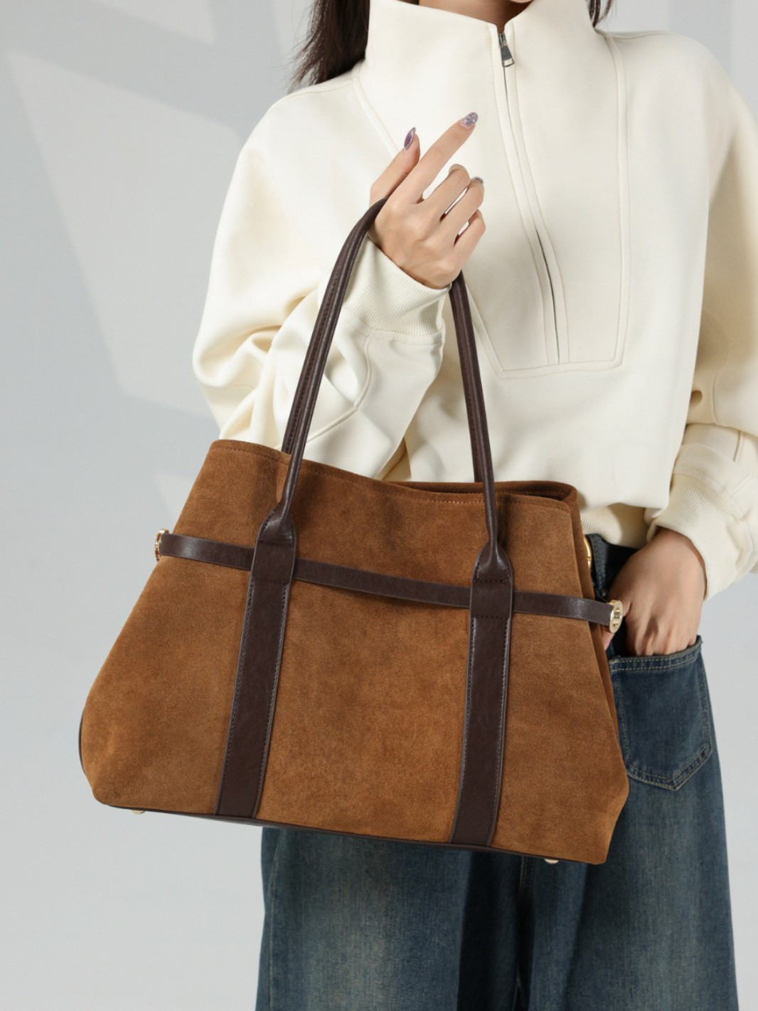 本革トートバッグ レディース スエード調マットレザー 大容量 横型 通勤 ショルダー ハンドバッグ 高級感 おしゃれ