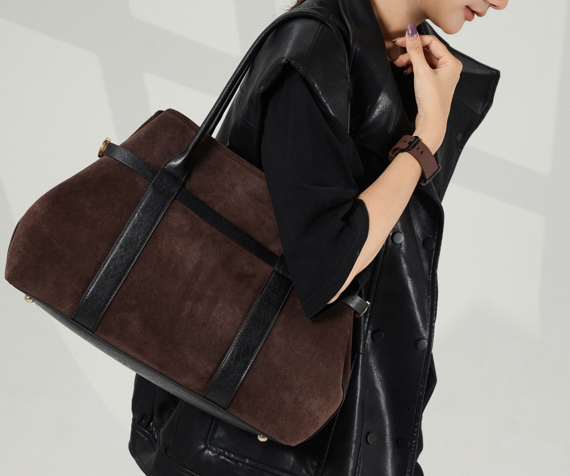 本革トートバッグ レディース スエード調マットレザー 大容量 横型 通勤 ショルダー ハンドバッグ 高級感 おしゃれ