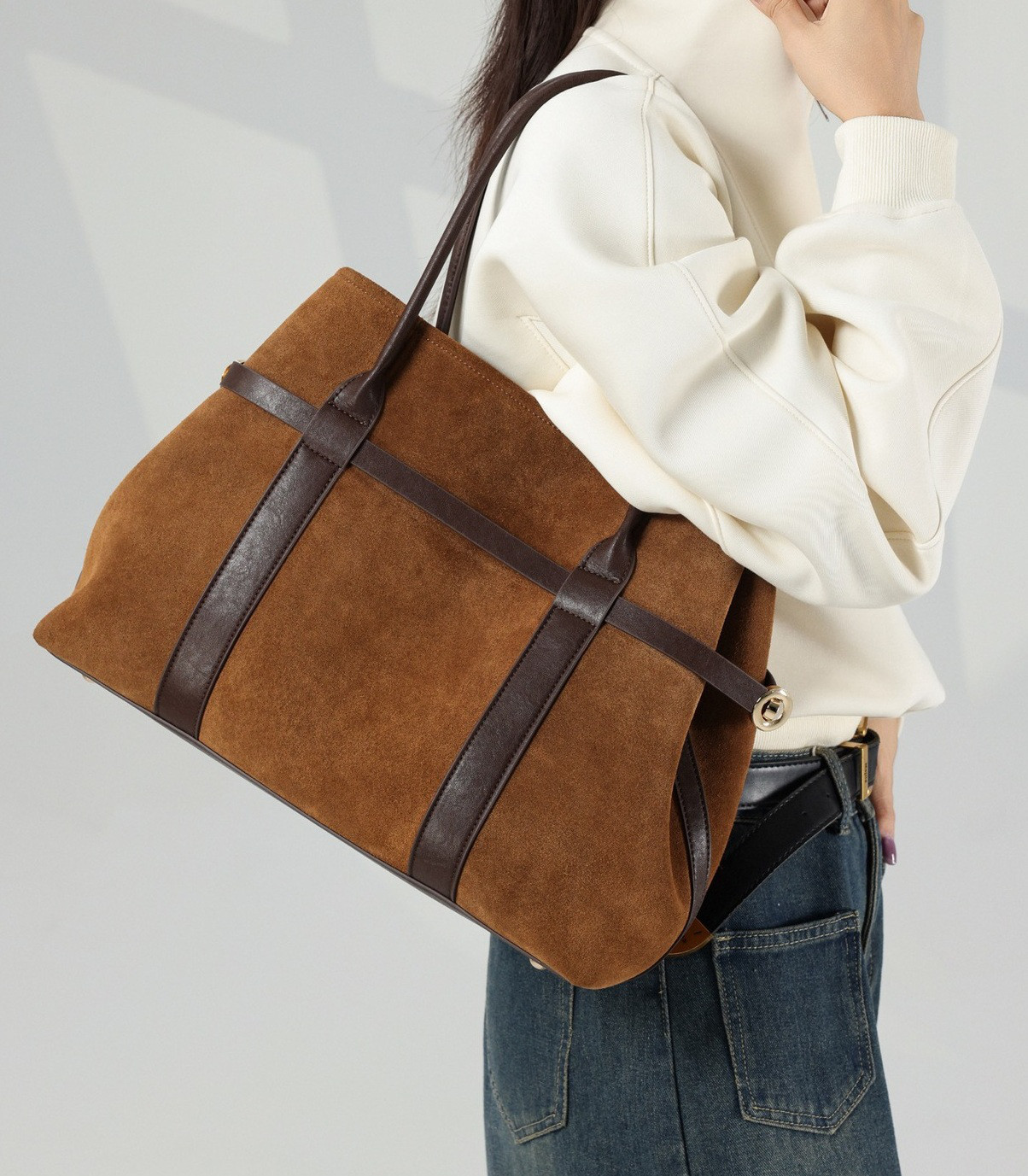 本革トートバッグ レディース スエード調マットレザー 大容量 横型 通勤 ショルダー ハンドバッグ 高級感 おしゃれ