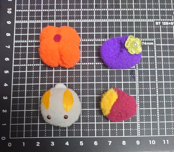 ポンポン飾り♪うさぎ饅頭と秋の味覚盛り合わせ❦橙南瓜・茄子・薩摩芋❦ 4枚目の画像