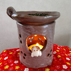 ドイツ製　ビンテージ雑貨　陶器の電気アロマ装置。可愛いわんちゃんが光って匂う！ 犬の茶香炉〜陶器 ディフューザー・アロマポット あさ工房 通販