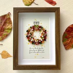 クリスマスツリーのある風景 シーグラス／天然石／フレームアート