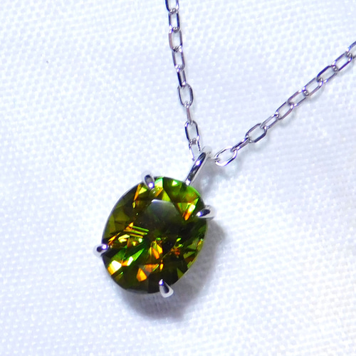 ファイアがすごい】スフェーン ネックレス プラチナ レディース 限定1