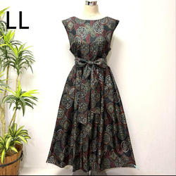 着物リメイク 大島紬ワンピース ジャンパースカート 2WAY