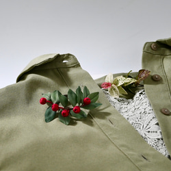 布花赤い実がキュートなヒペリカムのリングブローチ 14枚目の画像