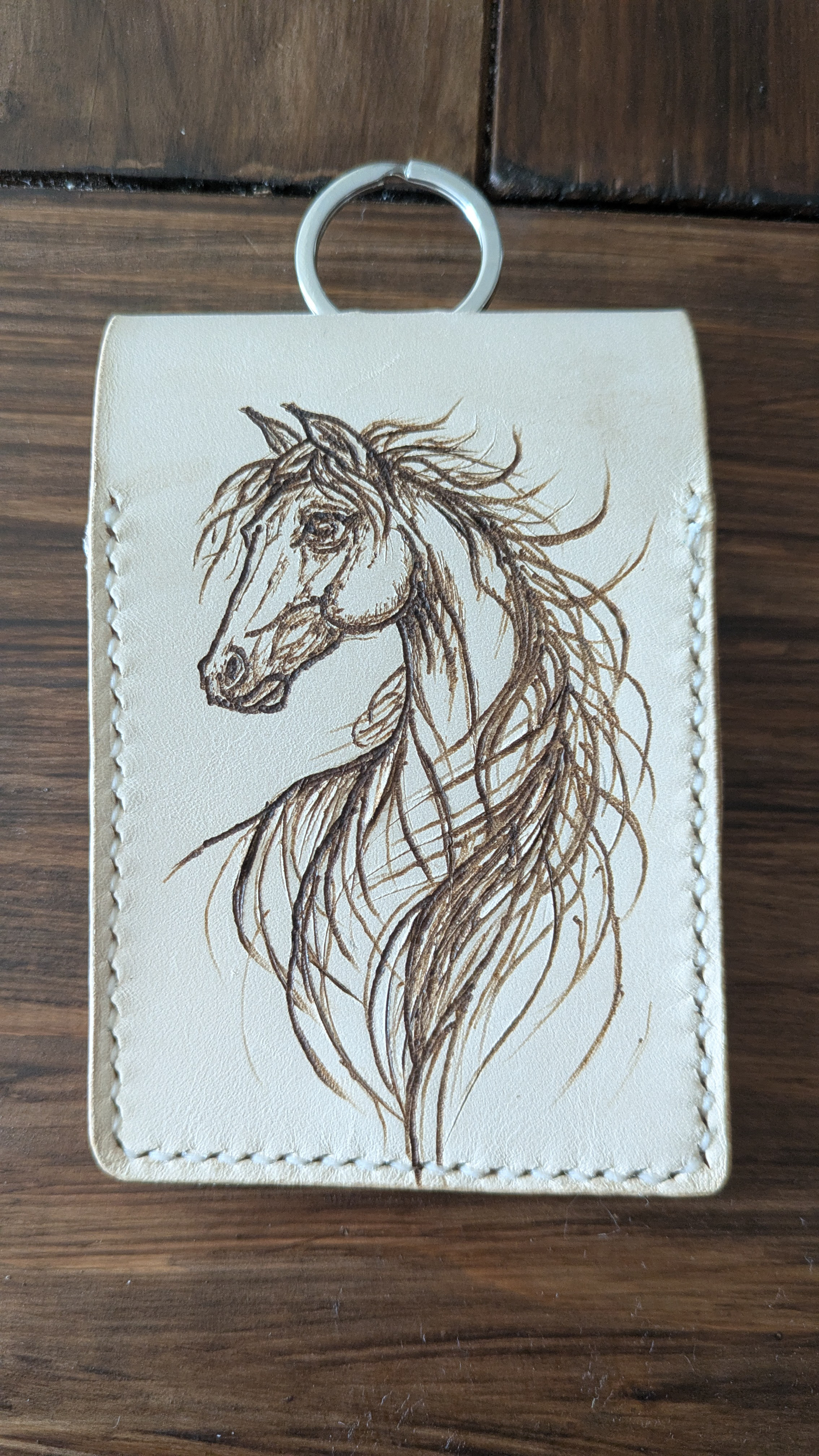 手書き　本革パスケース