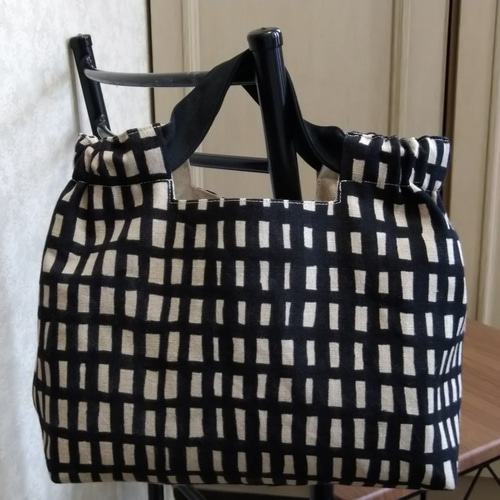 シャーリングバッグ＊mina perhonenのsora checkを使って＊ブラック