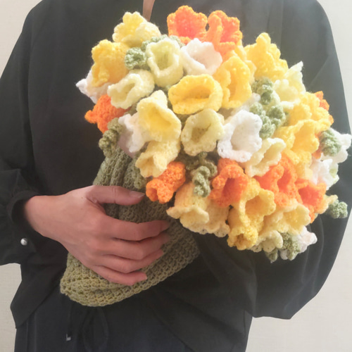 予約販売 送料無料〜お花の手編みブーケブランケット（ピンク系or