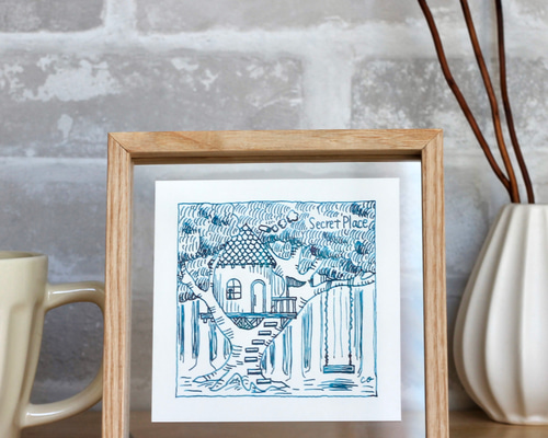 額装済み原画】森の隠れ家 ーSecret Placeー｜インテリアアート