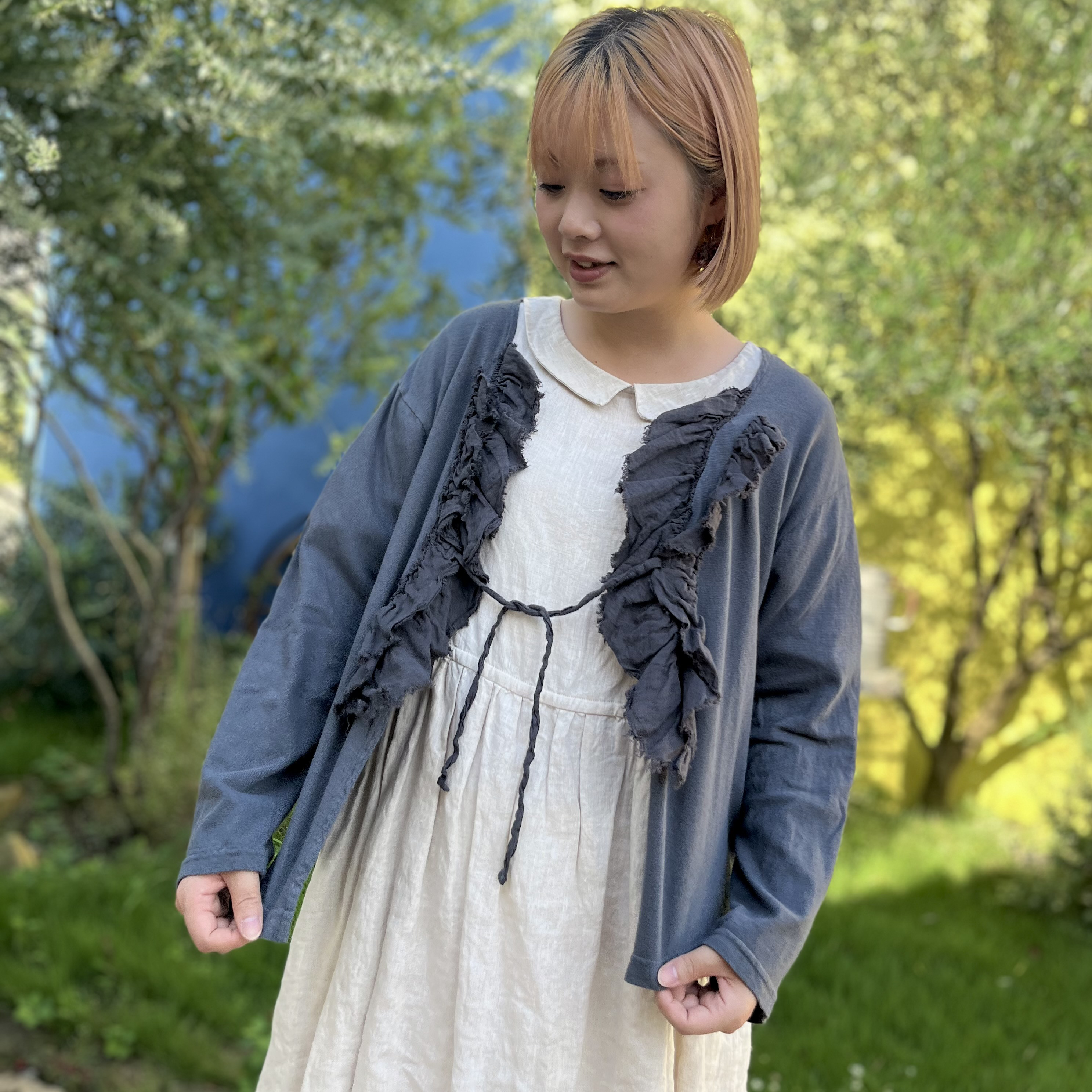 リネンコットンフリルカーディガン（25s-143）