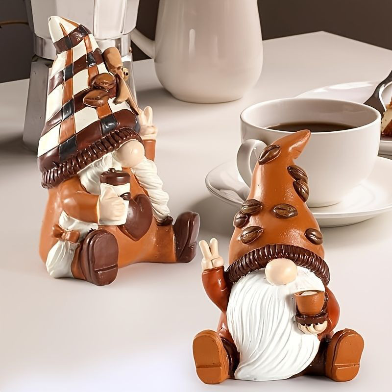 置物 オブジェ ガーデンオーナメント コーヒーの格好をした小人 可愛い 女性 男性 ２種類 屋外 屋内 室内 インテリア