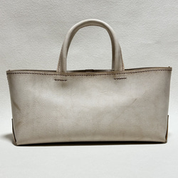 【在庫品】イタリア製牛革のしっかり横長トートバッグ（アイボリー・Sサイズ） 1枚目の画像