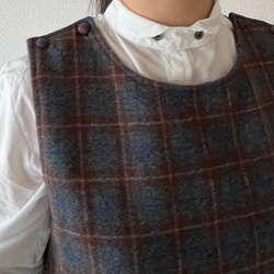 タックスカートワンピース（裏地付き）/チャコール×ブラウン系 ウール混ツイードチェック 14枚目の画像