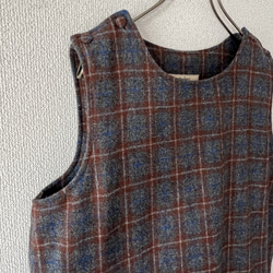 タックスカートワンピース（裏地付き）/チャコール×ブラウン系 ウール混ツイードチェック 12枚目の画像