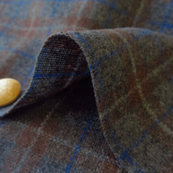 タックスカートワンピース（裏地付き）/チャコール×ブラウン系 ウール混ツイードチェック 13枚目の画像