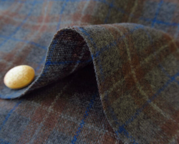 タックスカートワンピース（裏地付き）/チャコール×ブラウン系 ウール混ツイードチェック 13枚目の画像