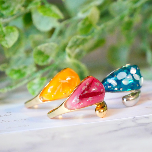レジン】艶やか きれいめ オープンリング サイズフリー ｜ ギフト 上品