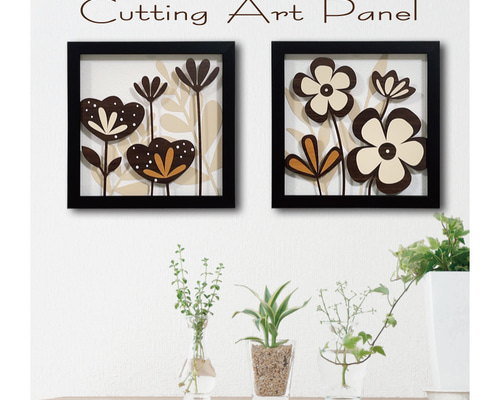 受注製作】壁掛け 切り絵・レイヤーアート【北欧風フラワーアート 北欧