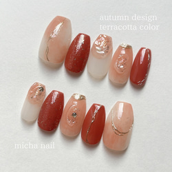 サイズオーダー】淡色 チェック ぷっくりリボン ネイルチップ ネイル