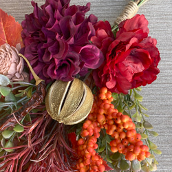 Mサイズ【ハロウィン・Autumn】アーティフィシャルフラワーのオータムスワッグ／ハロウィンスワッグ・飾り　2504 3枚目の画像