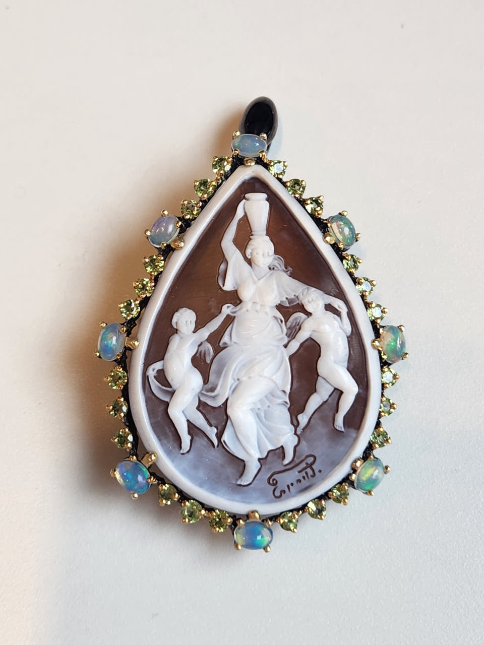 Hand Crafted Natural Opal Cameo Pendant