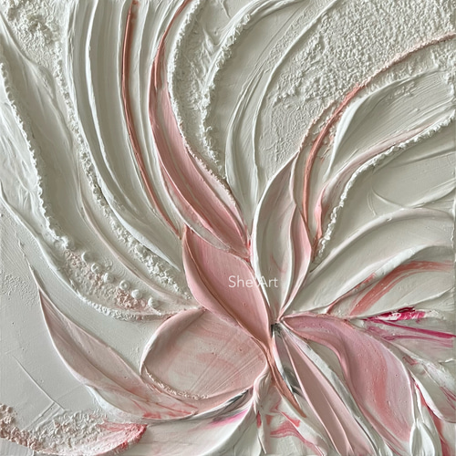 原画L・Garden・ピンクホワイト/モダンアート・北欧 インテリア