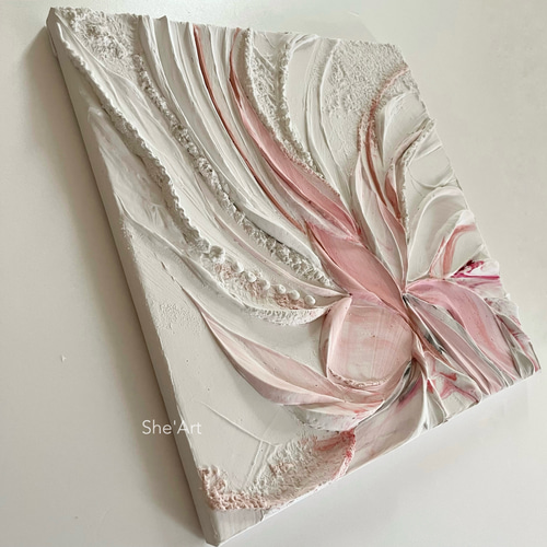 原画L・Garden・ピンクホワイト/モダンアート・北欧 インテリア