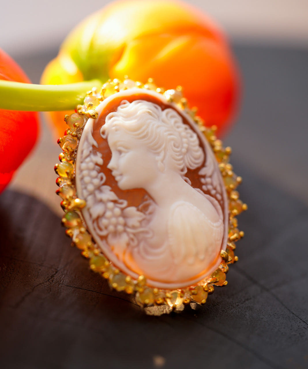 Hand Crafted Natural Opal Cameo Pendant