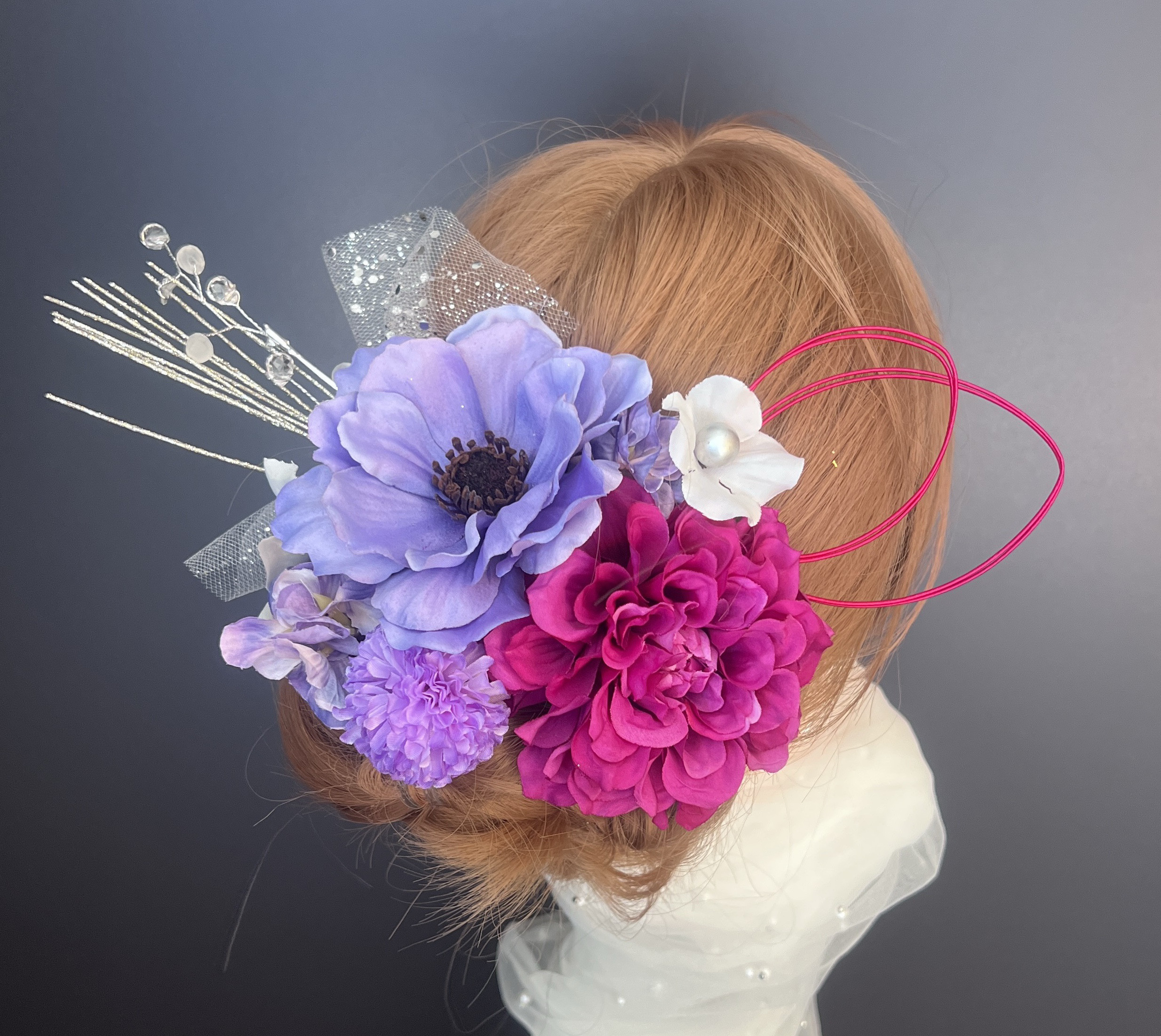 hg84　髪飾り 結婚式　卒業式　成人式 着物　振袖　アネモネ ダリア　パステル