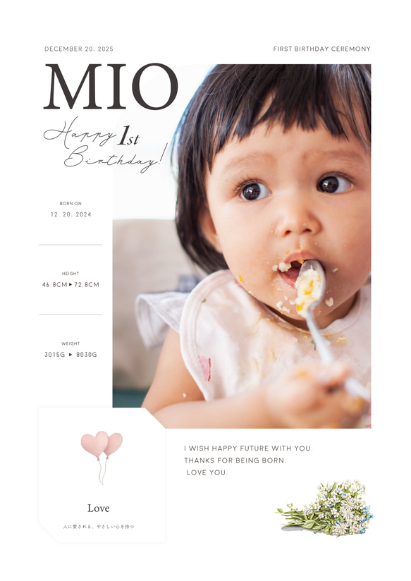 【新商品】選び取りカード&台紙ポスターセット｜ファーストバースデーを残せる記念インテリアポスター 2枚目の画像